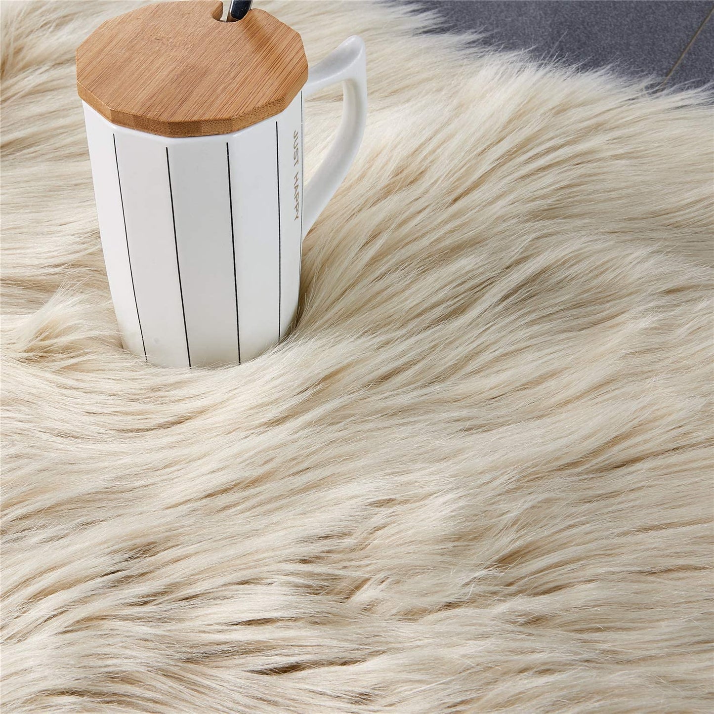 Ultra Soft Fluffy/Fuzzy Shaggy Area Rug Faux Fur Chair Cover Seat Pad for Bedroom Floor Sofa Living Room (2 X 6 Ft Sheepskin, Beige)