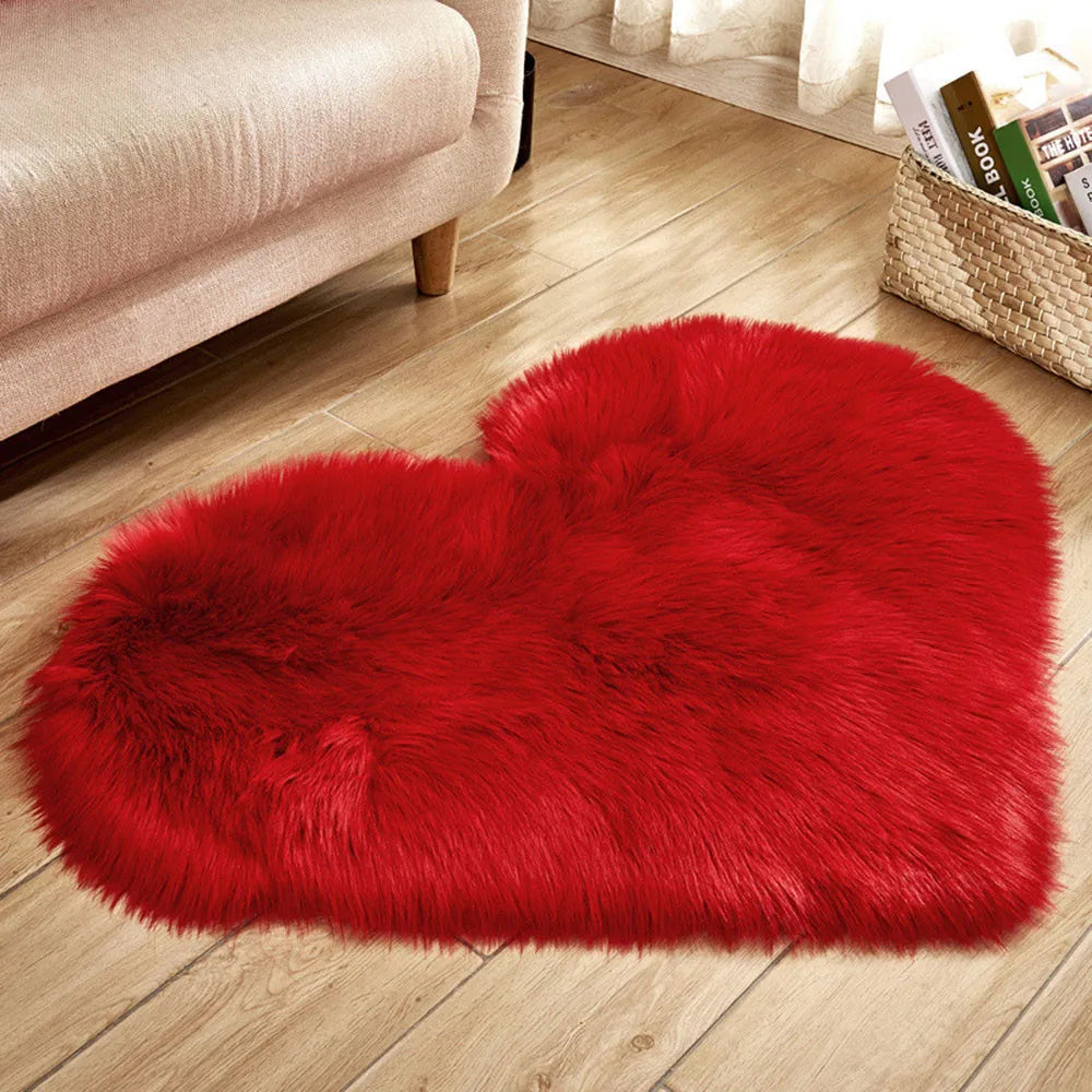Artificial Wool Sheepskin Rugs Faux Fur Mat Love Heart Rugs Shaggy Carpet Fluffy Mats NO Lint Carpet for Living Room Hot Sale