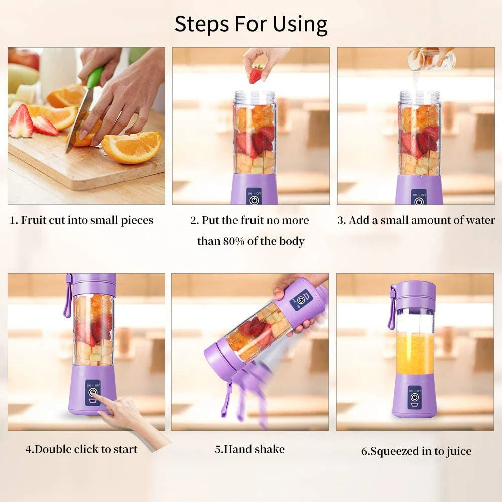 Portable Mini Electric Juicer USB Charging Fruit Orange Lemon Blender Smoothie Milkshake Maker Kitchen Automatic Fresh Squeezer